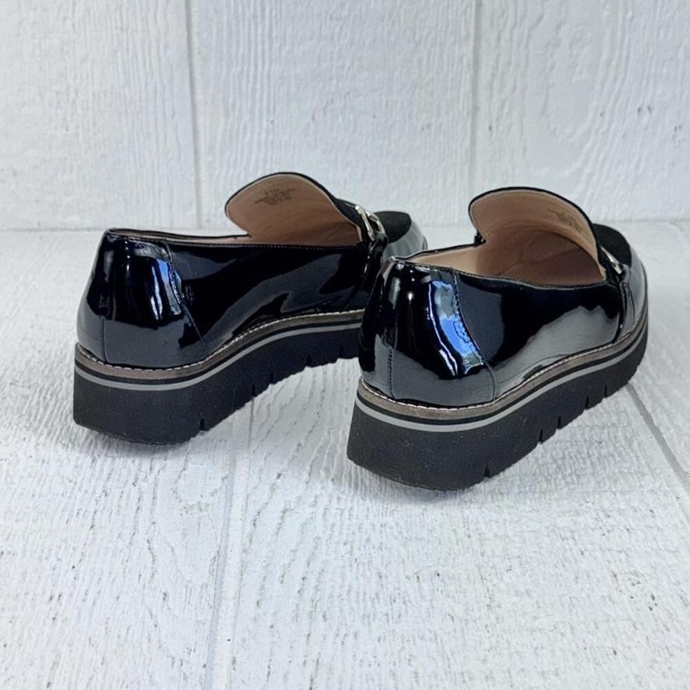 Alex Marie Loafers Womens 9.5 Black Patent Suede Horsebit Lug Platform‎ Flaw - Picture 3 of 16